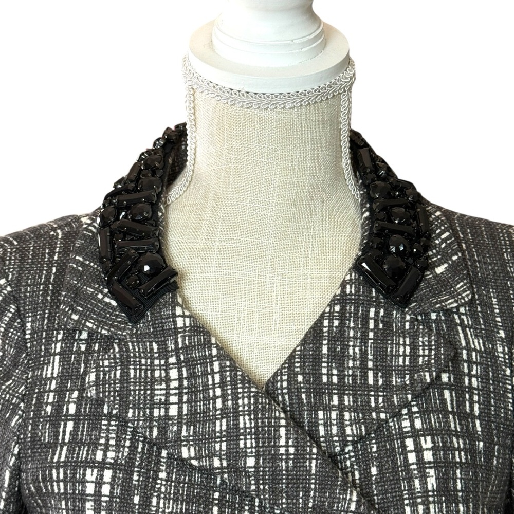 J.Crew Collection Tweed Contessa jeweled black and white Blazer size 6‎